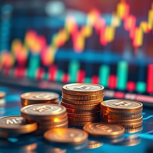 Image d'une bourse avec des tableaux financiers et des pièces de monnaie.