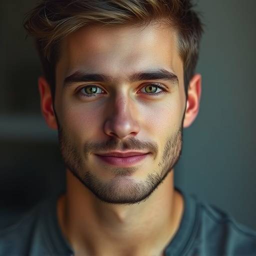 Portrait de Luc Martin, un jeune homme avec une barbe et un sourire timide.
