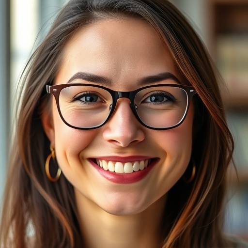 Portrait de Marie Leclerc, une femme souriante avec des lunettes.